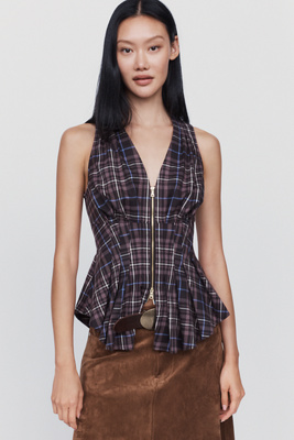 Maeve Viki Zip-Front Peplum Top by Anthropologie