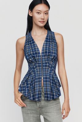 Maeve Viki Zip Up Peplum Top