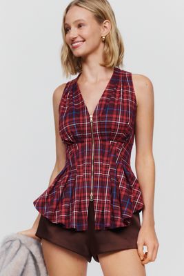 Maeve Viki Zip Up Peplum Top