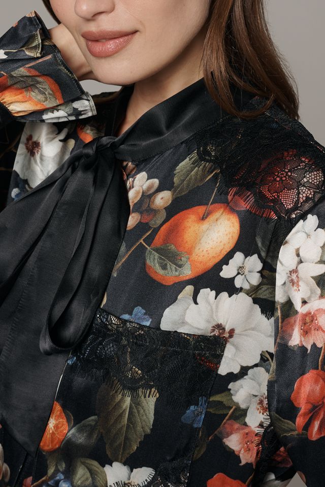 Maeve Long-Sleeve Silky Tie-Neck Blouse #3