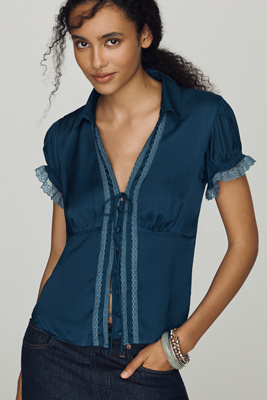 By Anthropologie Silken Collared Blouse
