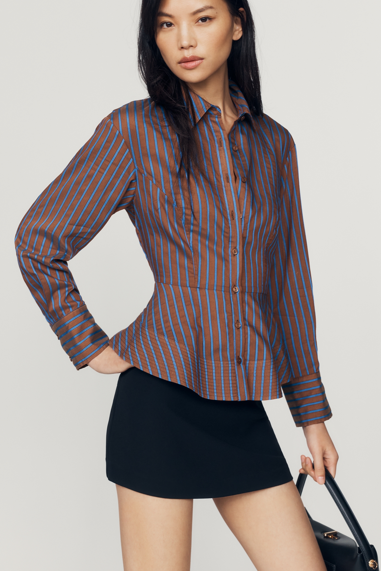 By Anthropologie Waisted Silken Buttondown Top