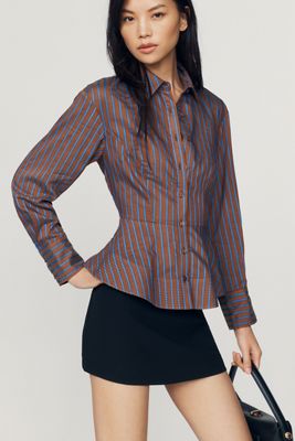 By Anthropologie Waisted Silken Buttondown Top