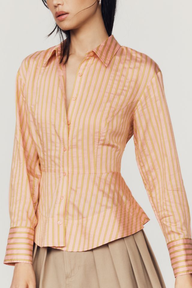By Anthropologie Waisted Silken Buttondown Top #4