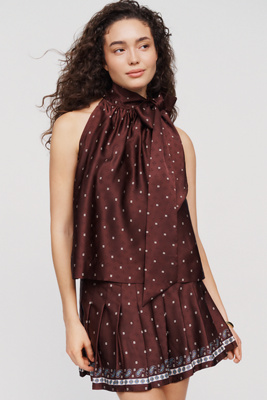 Maeve Satin Scarf Neck Top | Anthropologie