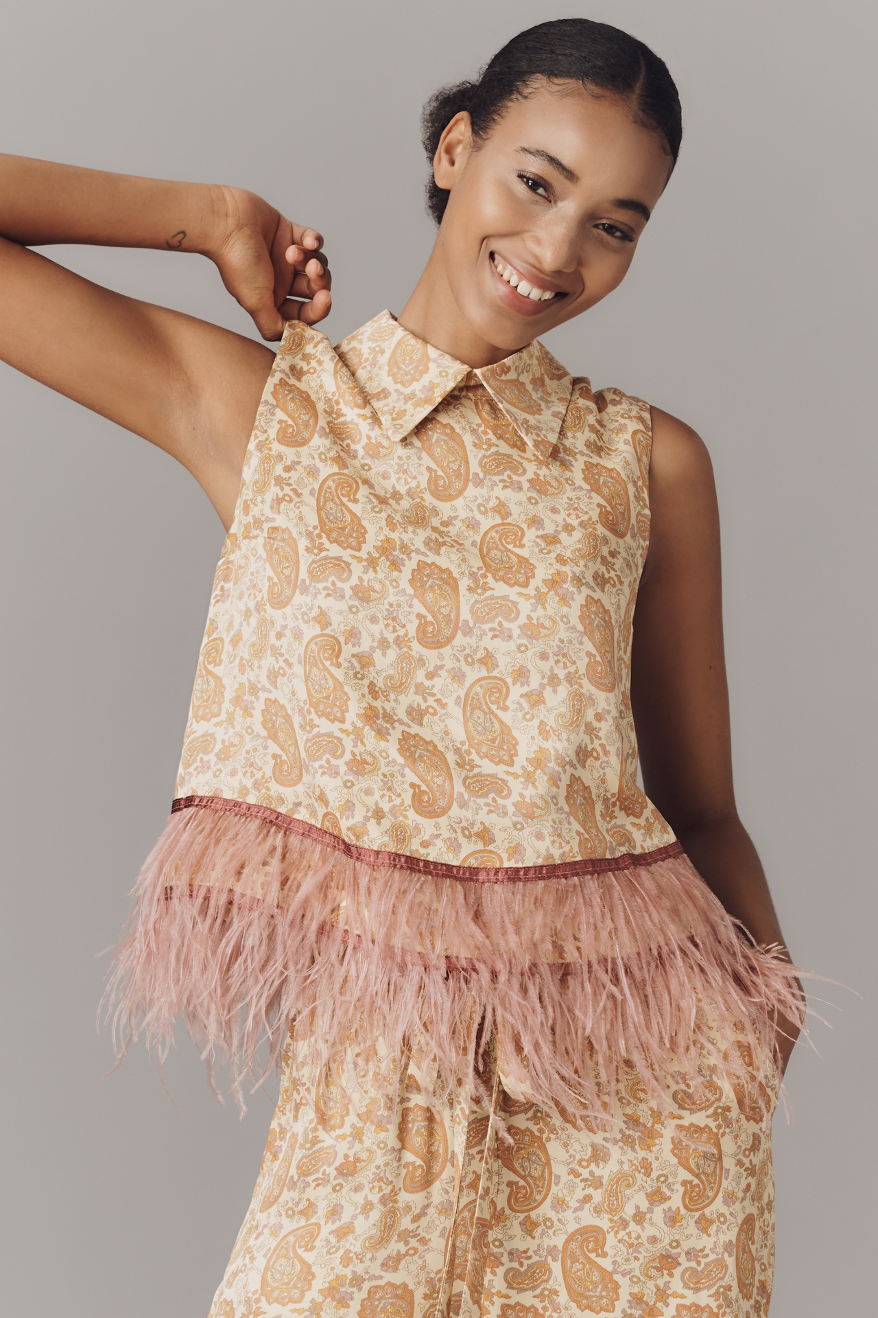 Maude Club Emery Feather Swing Top