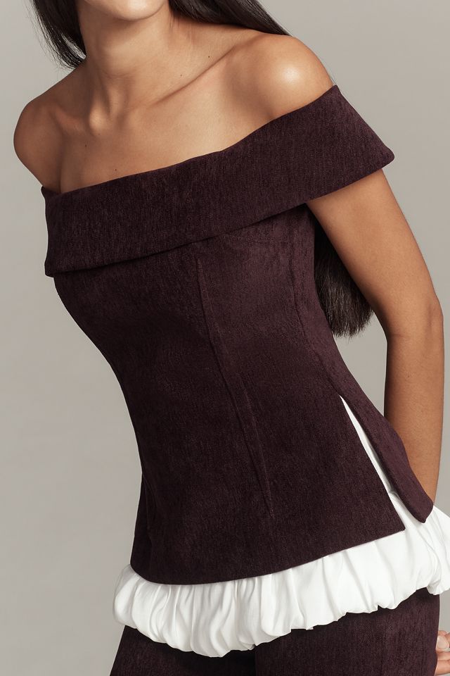 Maude Club Ivy Bubble-Hem Off-the-Shoulder Top #1