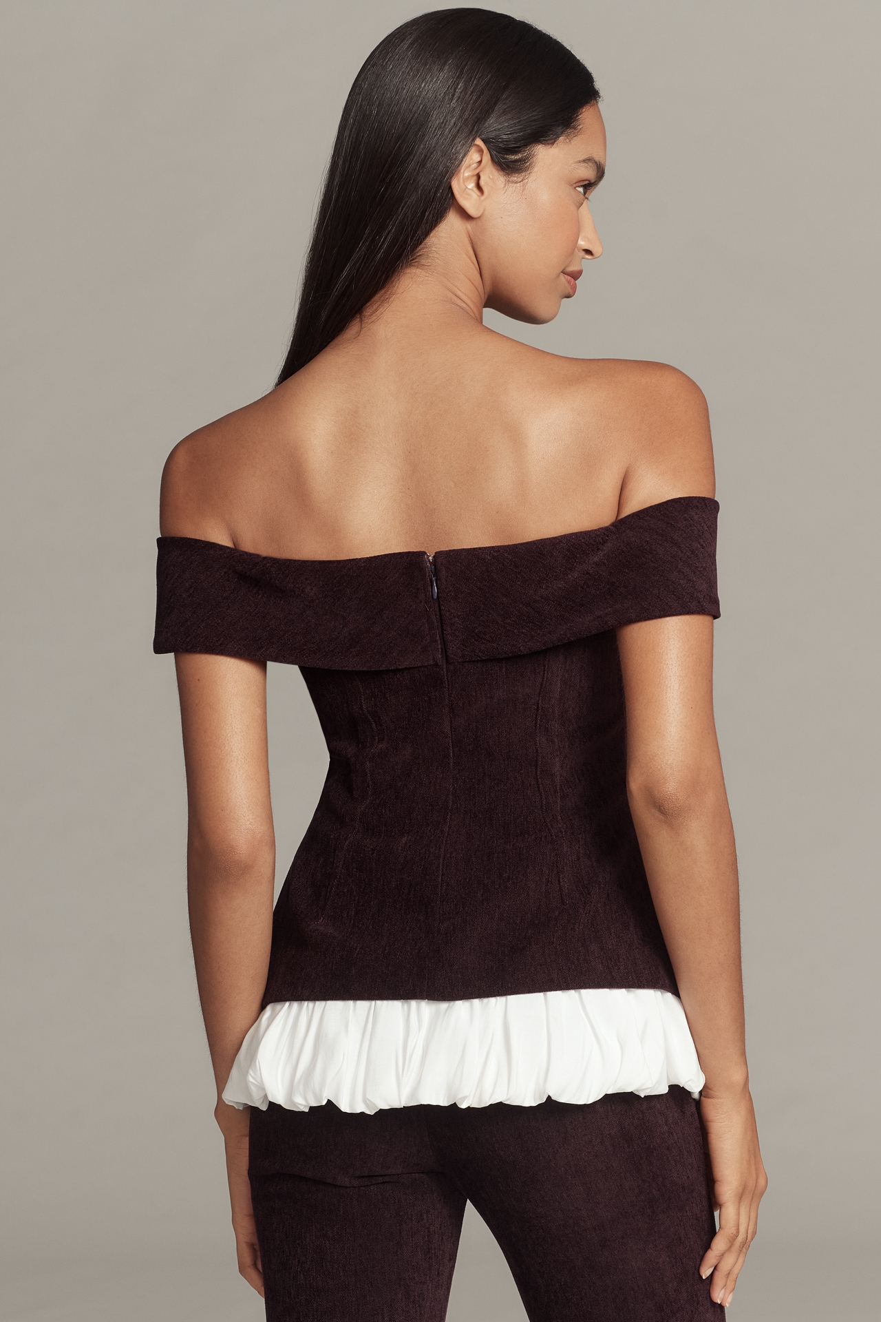 Maude Club Ivy Bubble-Hem Off-the-Shoulder Top