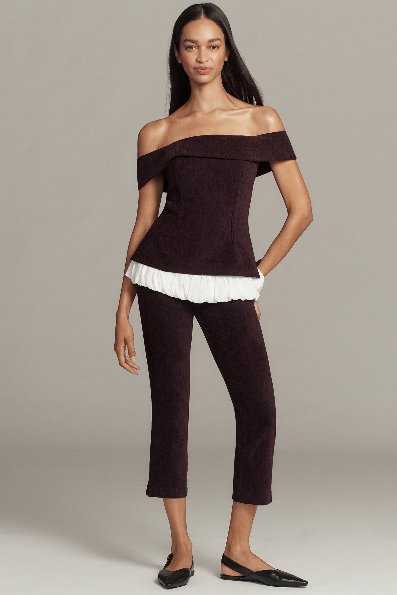 Maude Club Ivy Bubble-Hem Off-the-Shoulder Top
