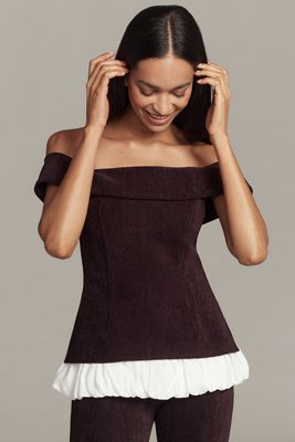 Maude Club Ivy Bubble-Hem Off-the-Shoulder Top