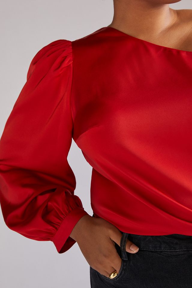 Draped Puff-Sleeved Blouse #5