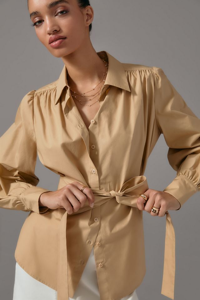 Mare Mare x Anthropologie Tie-Waist Poplin Blouse #3