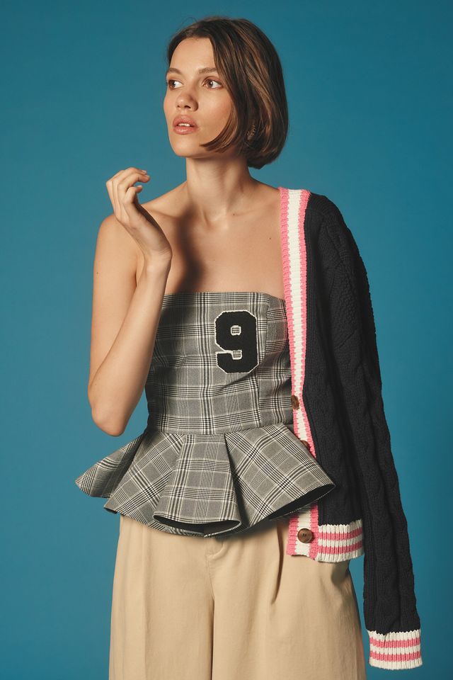 Mare Mare Strapless Varsity Peplum Top #2