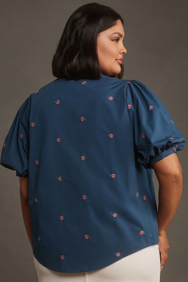 Mare Mare Puff-Sleeve Embroidered Blouse | Anthropologie