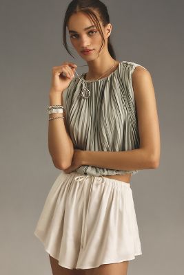 Shop Mare Mare Sleeveless Pleated Top In Green