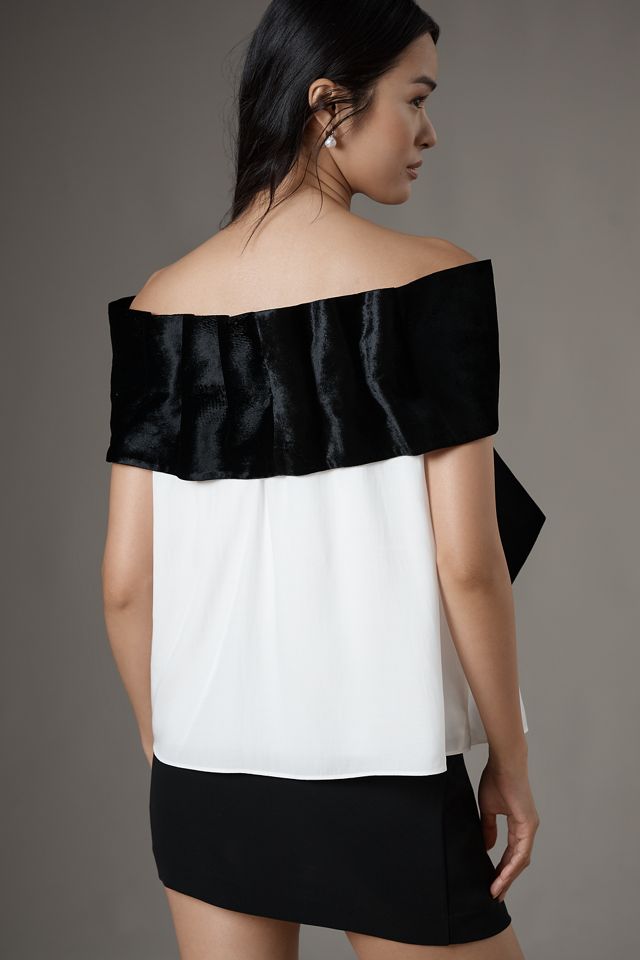 Mare Mare Colourblock Off-The-Shoulder Bow Top #2