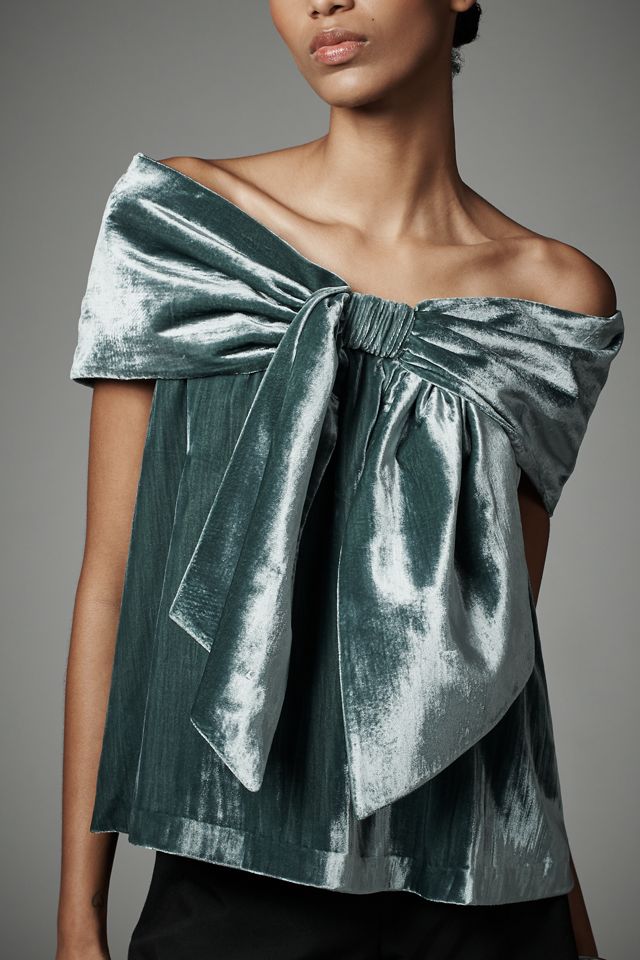 Mare Mare Velvet Off-The-Shoulder Bow Top #2