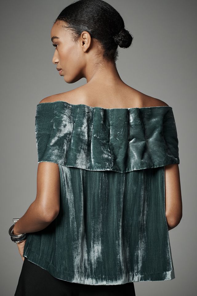 Mare Mare Velvet Off-The-Shoulder Bow Top #3