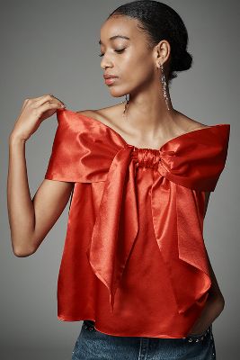 Mare Mare Off-the-shoulder Bow Top In Red