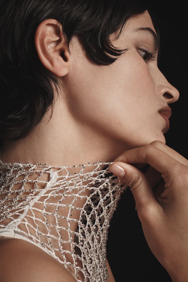 Mare Mare Crystal-Mesh Insert V-Neck Sleeveless Blouse #3