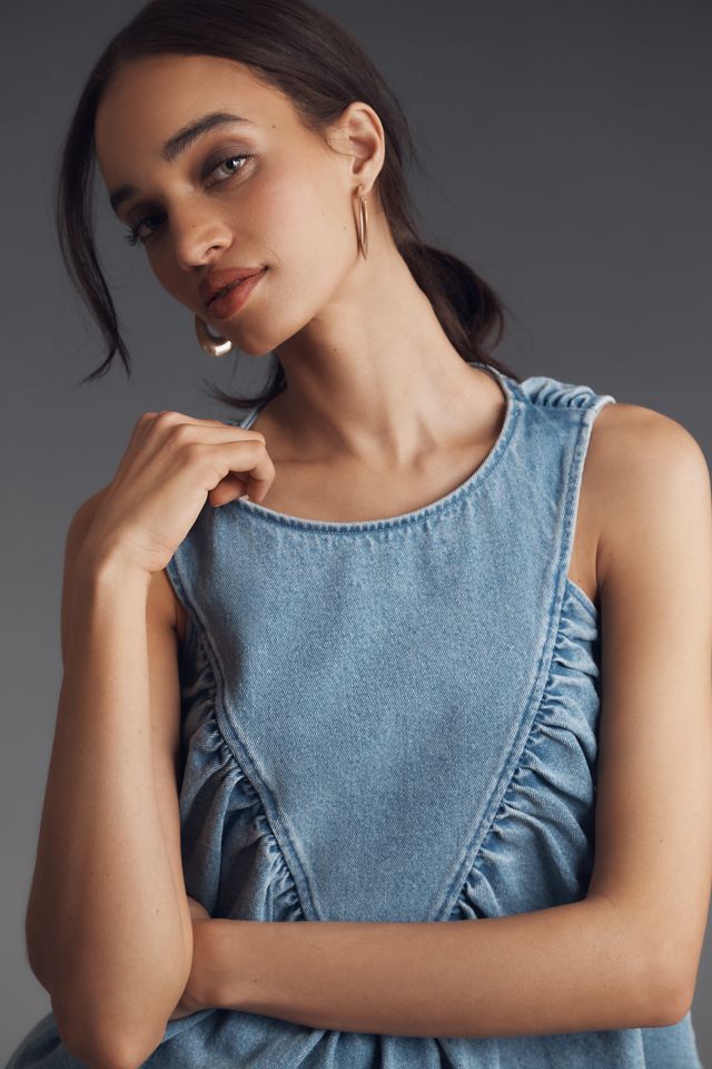 Mare Mare x Anthropologie Denim Shirred Blouse #2