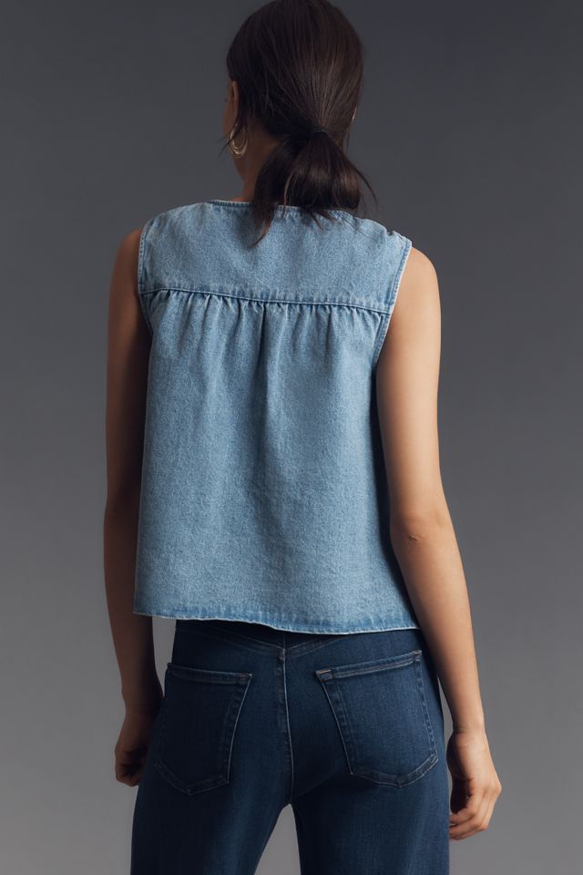 Mare Mare x Anthropologie Denim Shirred Blouse #3