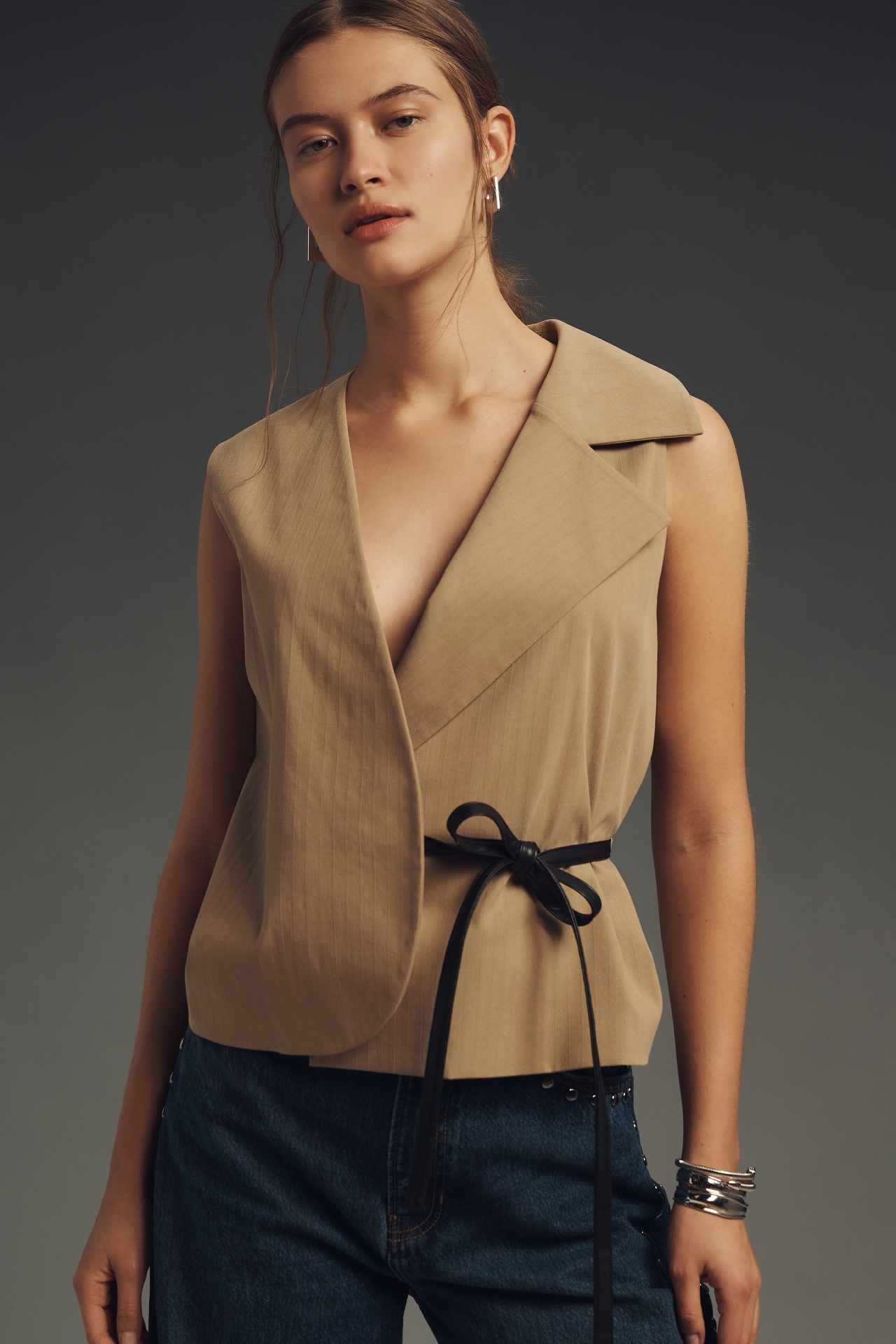 Mare Sleeveless Tie Wrap Blouse