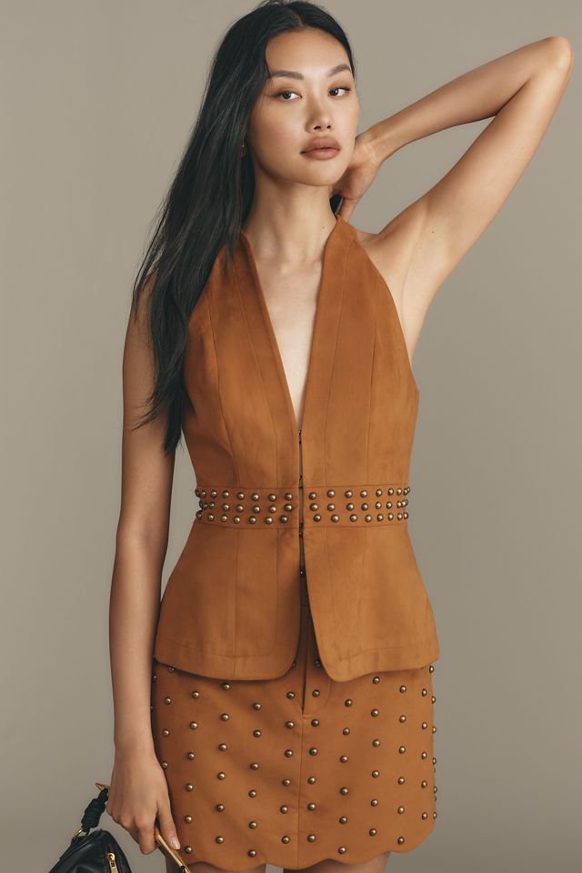 Mare Mare Faux-Suede Rivet-Trim Halter Top #1