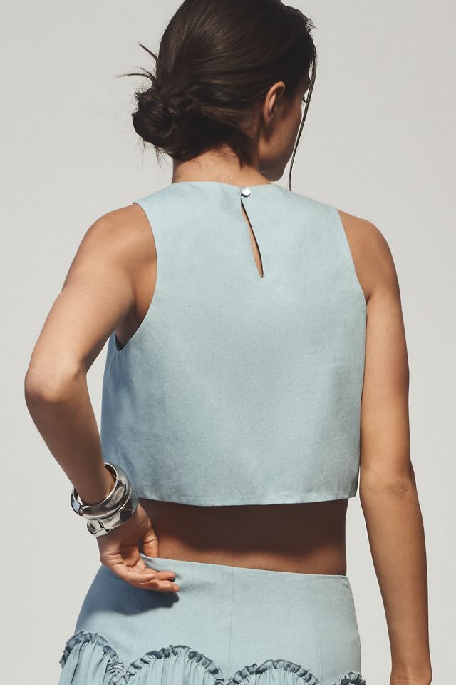 Canotta Crop Denim Senza Maniche Mare Mare #1