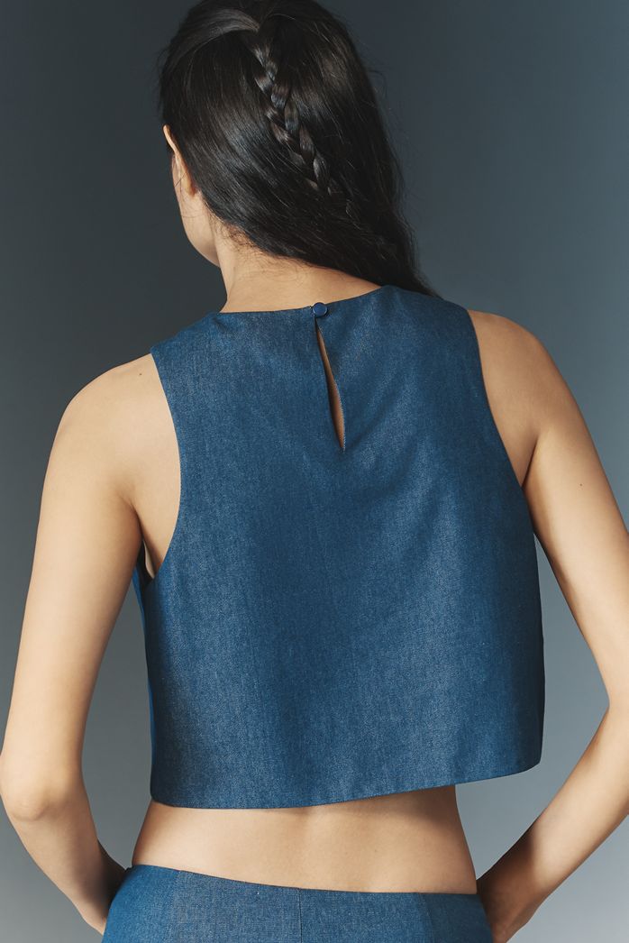 Mare Mare Sleeveless Crop Denim Tank Top