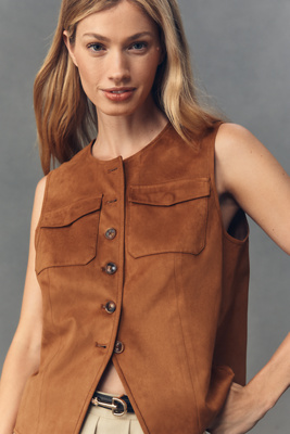Mare Mare Faux-suede Cutaway Vest Top In Brown