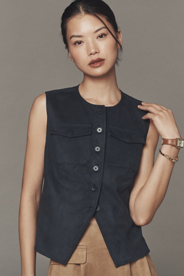 Mare Mare Faux-suede Cutaway Vest Top In Blue