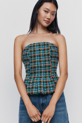 Mare Mare Strapless Plaid Top by Anthropologie