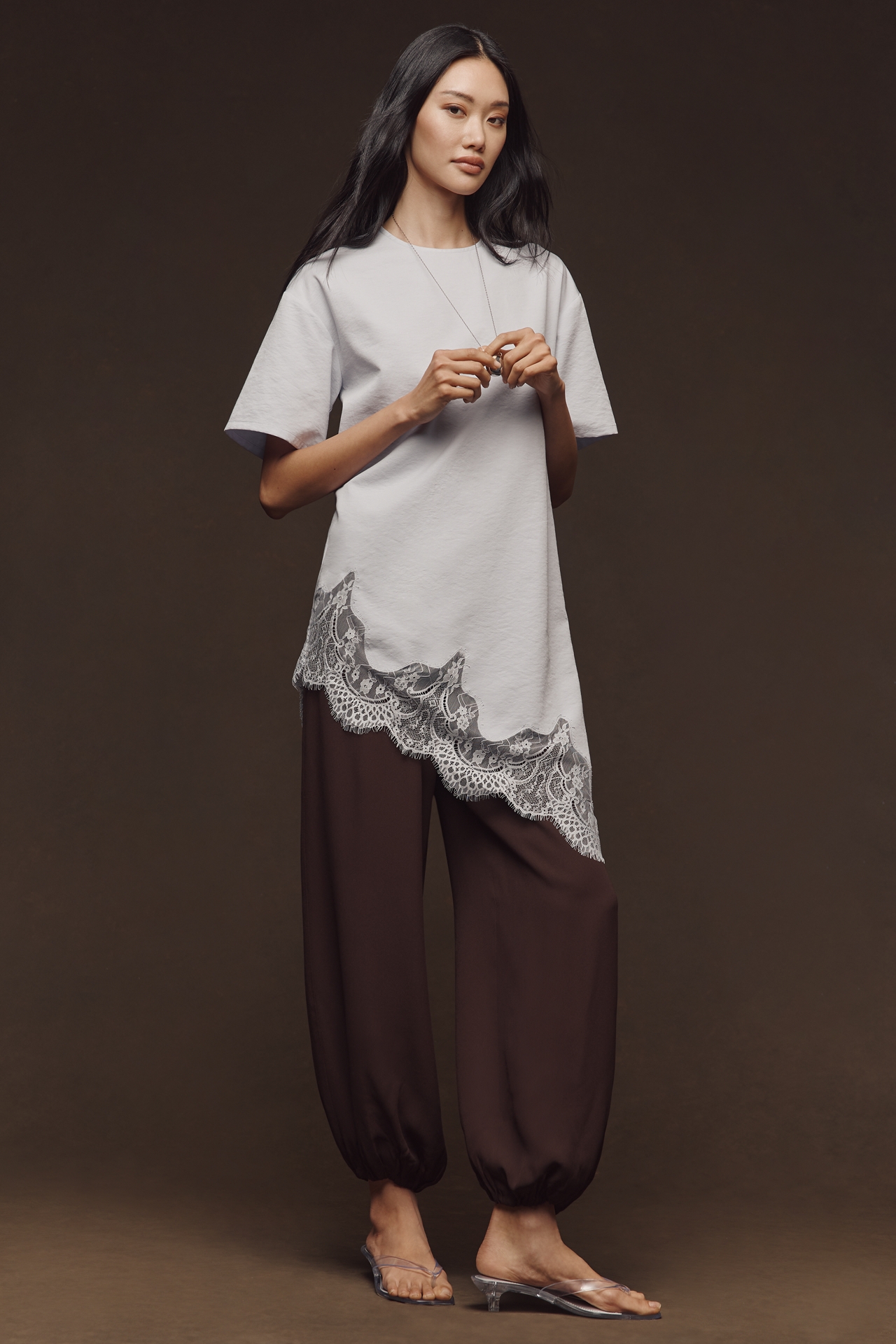 Mare Asymmetric Lace Top