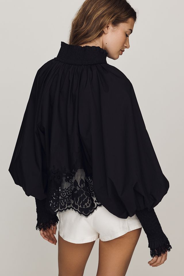 Mare Mare Bluse mit Spitzeneinsatz und langen Ärmeln #1