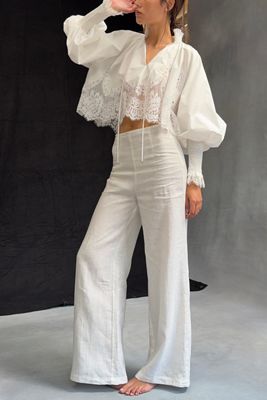 Mare Mare Lace Inset Long-Sleeve Blouse