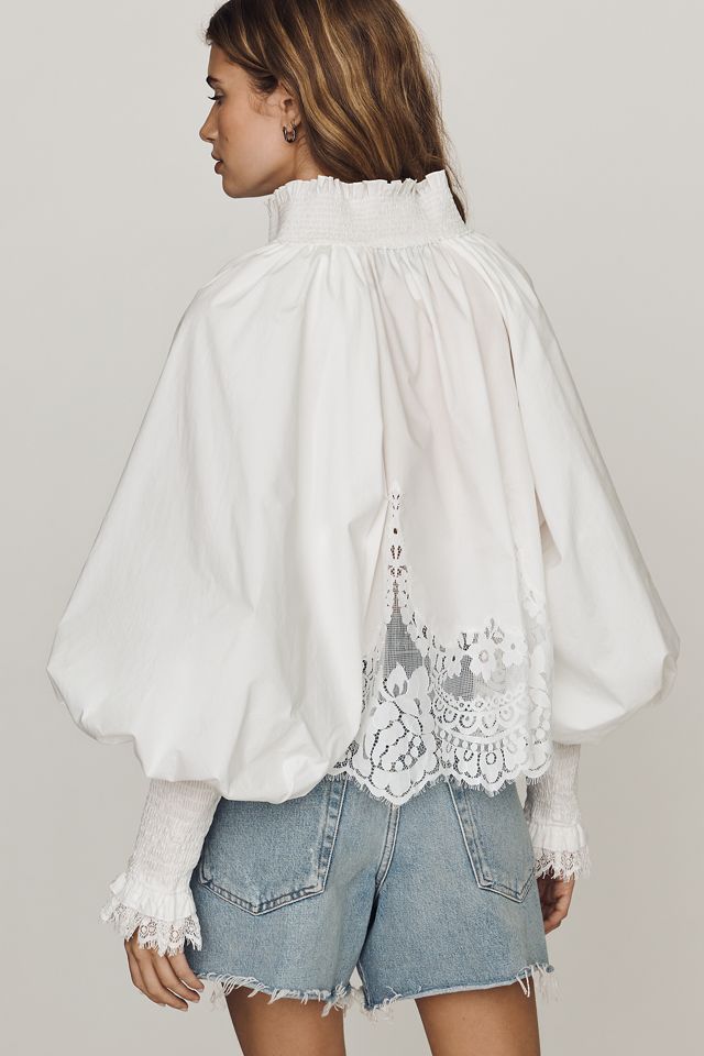 Mare Mare Lace Inset Long-Sleeve Blouse | Anthropologie