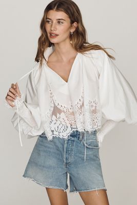 Mare Mare Lace Inset Long-Sleeve Blouse
