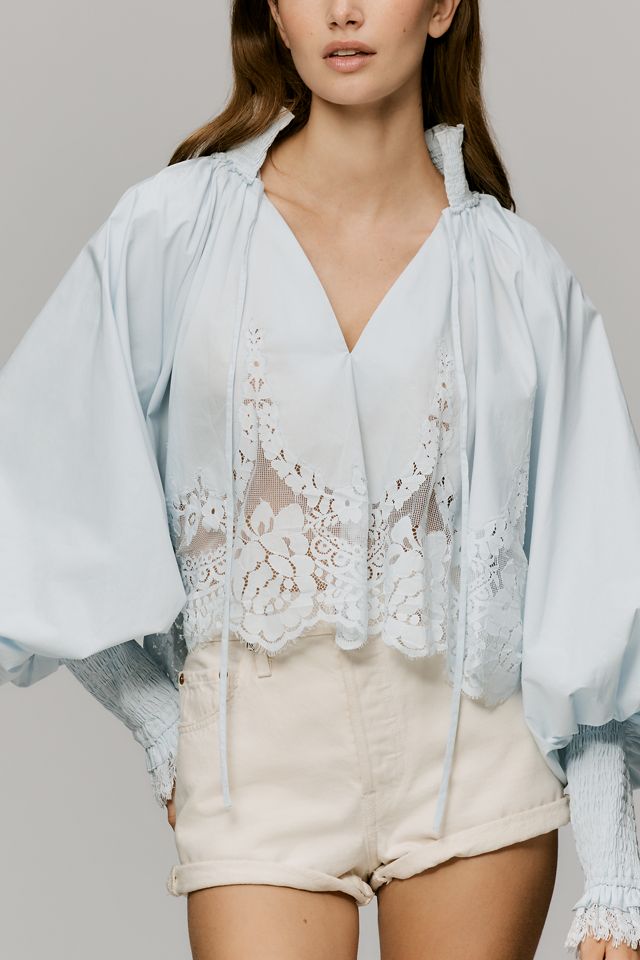 Mare Mare Lace Inset Long-Sleeve Blouse | Anthropologie