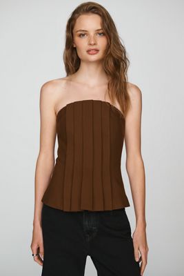 Mare Mare Strapless Plaid Top