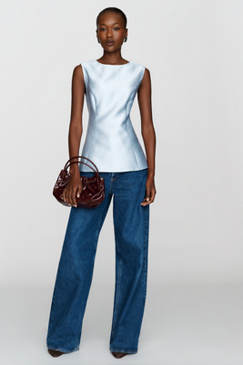 Mare Mare Satin Open Back Blouse by Anthropologie