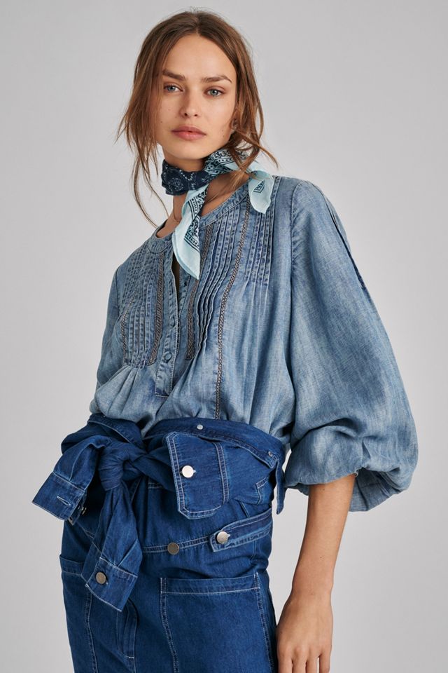 Pilcro Norah Pintucked Blouse | Anthropologie