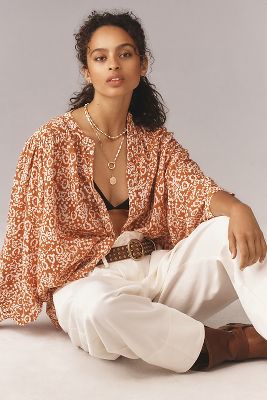 Shop Pilcro The Sidney Batwing Blouse By  In Brown