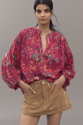 Printed Batwing Blouse en Pink taille: S chez Anthropologie - Pilcro - Modalova