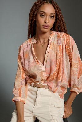 Pilcro The Sidney Batwing Blouse By  In Orange