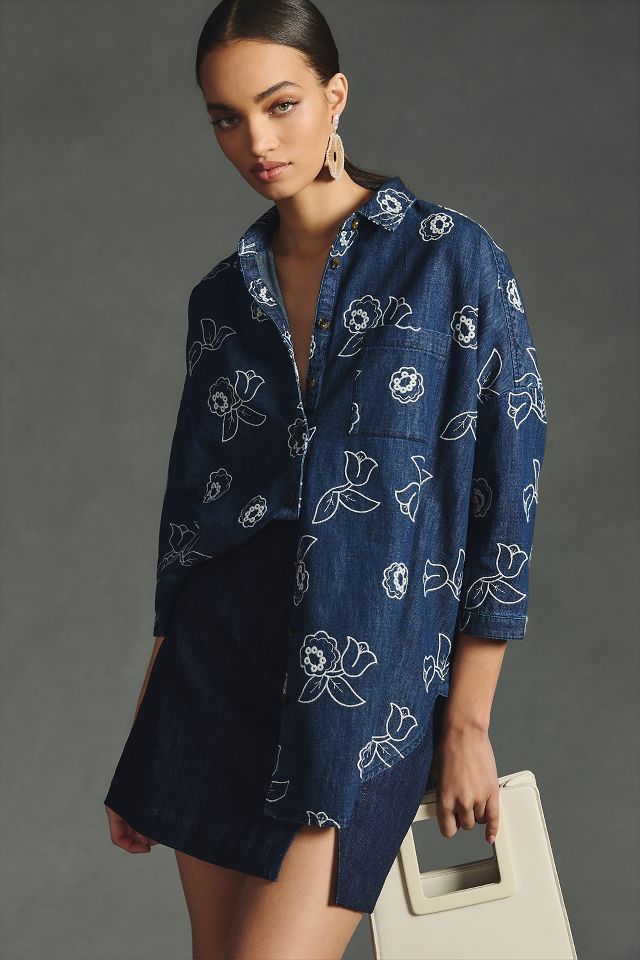 Anthropologie embroidered hotsell shirt dress