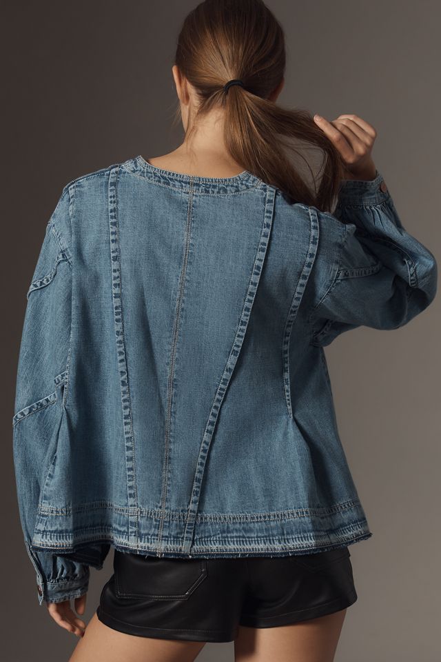 Pilcro Long-Sleeve V-Neck Seamed Swing Top #1