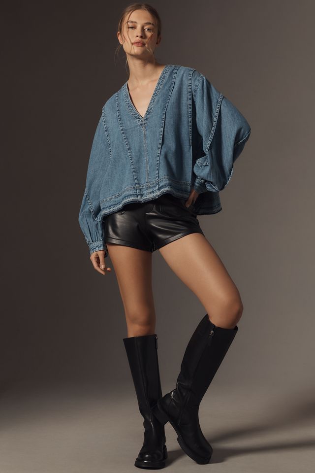 Pilcro Long-Sleeve V-Neck Seamed Swing Top #3
