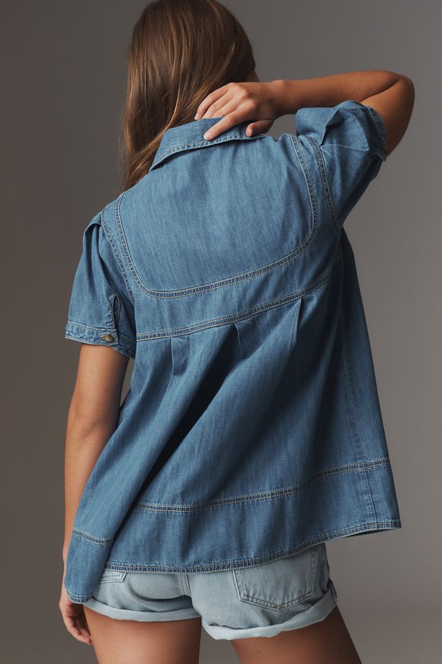 Blusa Babydoll de Botones de Manga Corta Pilcro #1