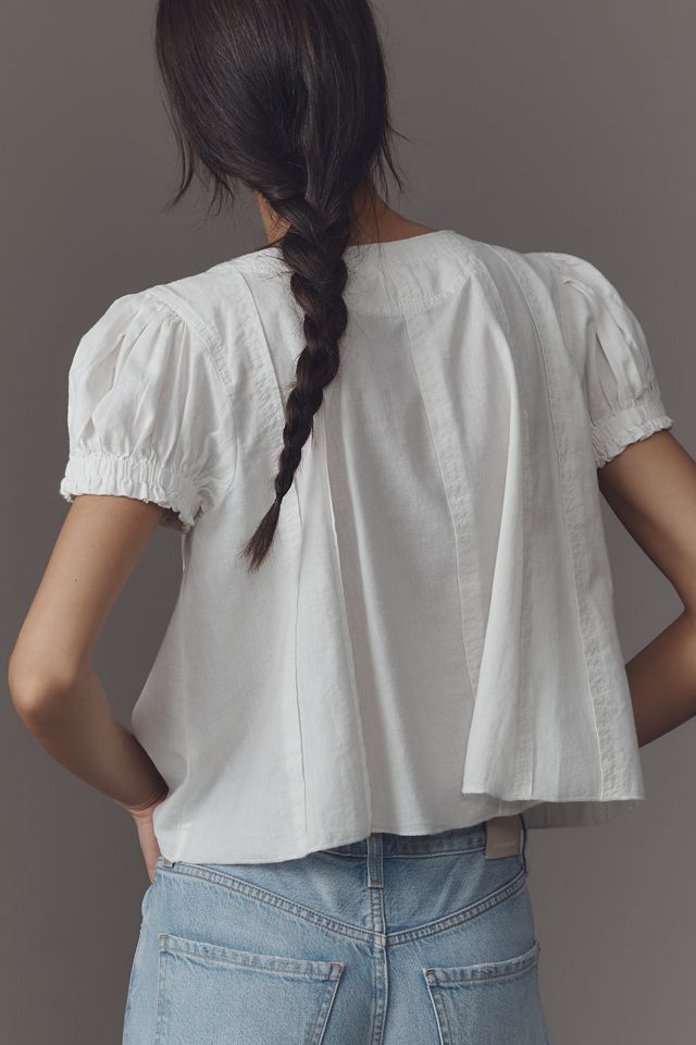 Pilcro Puff-Sleeve V-Neck Swing Blouse #2